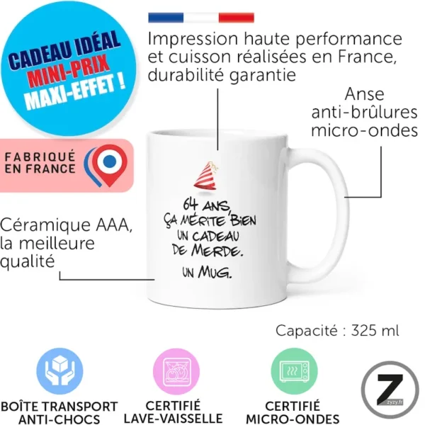 mug humour ANNIVERSAIRE DE MERDE 64 ANS – Image 2