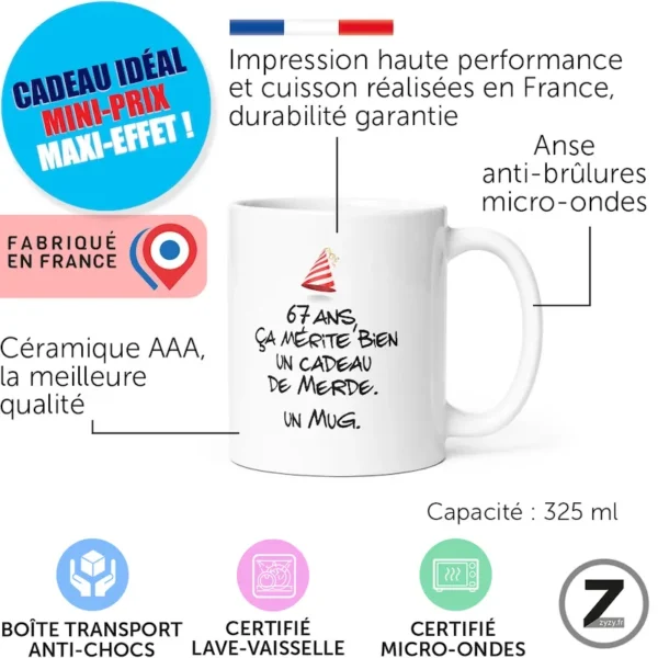 mug humour ANNIVERSAIRE DE MERDE 67 ANS – Image 2