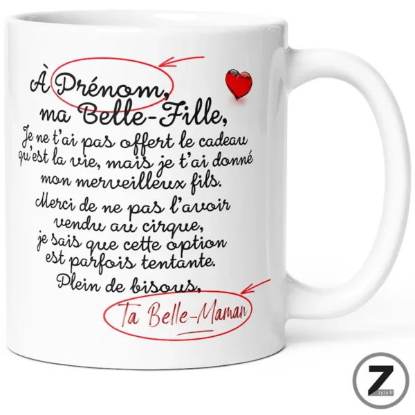 mug personnalisable À MA BELLE-FILLE