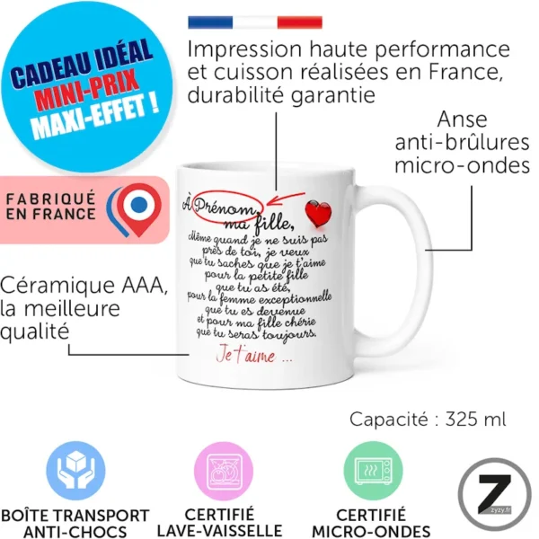 mug personnalisable À MA FILLE – Image 2