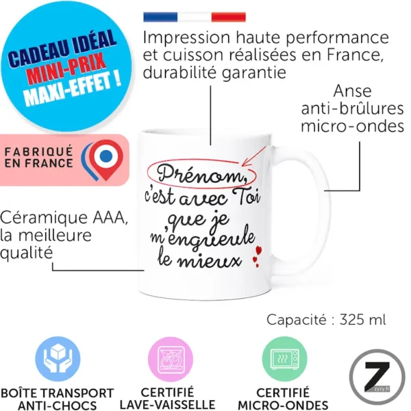 mug personnalisable C'EST AVEC TOI QUE JE M'ENGUEULE LE MIEUX – Image 2