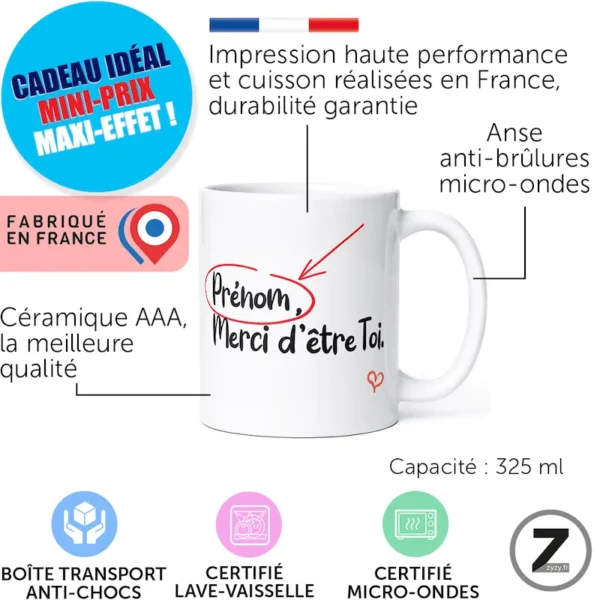mug personnalisable MERCI D'ÊTRE TOI – Image 2